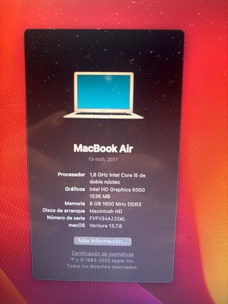 MacBook Air 13” 2017 Plata