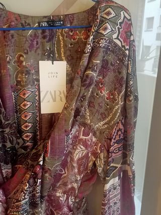 Vestido Zara Boho Talla S Multicolor