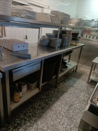 Mesa trabajo pasaplatlos acero inoxidable