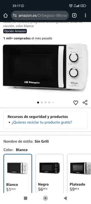 Microondas Blanco White Class