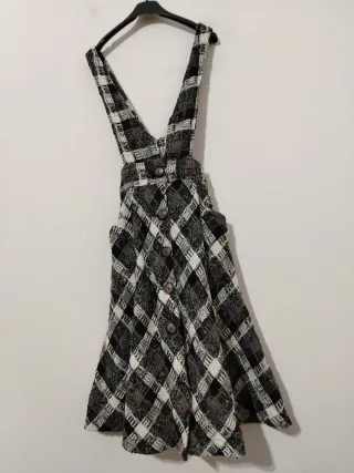 Salopette a quadri con lana