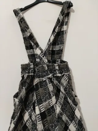 Salopette a quadri con lana