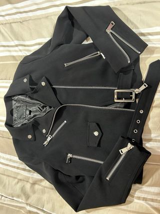 Chaqueta Negra Estilo Roquero Mujer