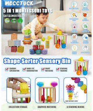 ★ Juego Montessori 5 en 1 para Bebés 6M+