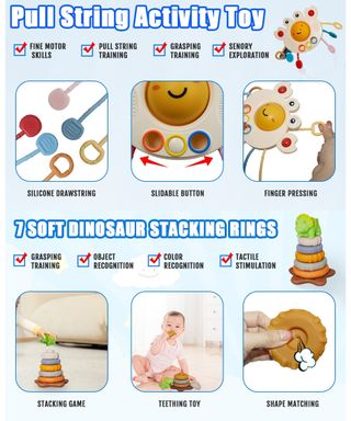 ★ Juego Montessori 5 en 1 para Bebés 6M+