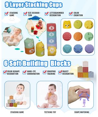 ★ Juego Montessori 5 en 1 para Bebés 6M+