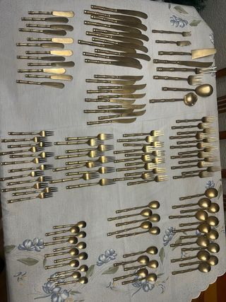 Juego Cubiertos Latón Tailandia Bambú