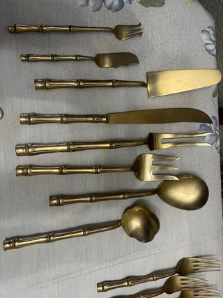 Juego Cubiertos Latón Tailandia Bambú