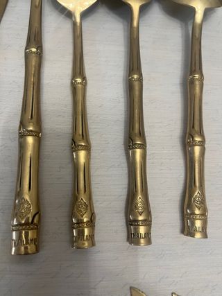 Juego Cubiertos Latón Tailandia Bambú