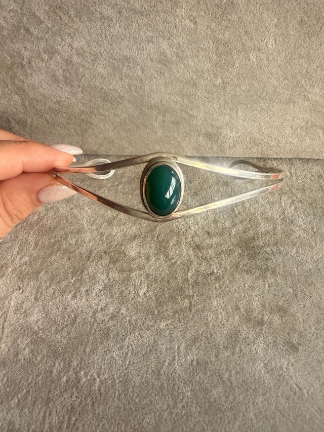 Choker Plata 925 con Piedra Verde jade