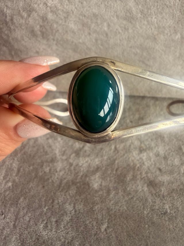 Choker Plata 925 con Piedra Verde jade