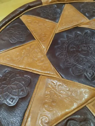 Puf Marroquí de cuero en tonos marrones