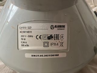 Extractor 125mm 355m3/h