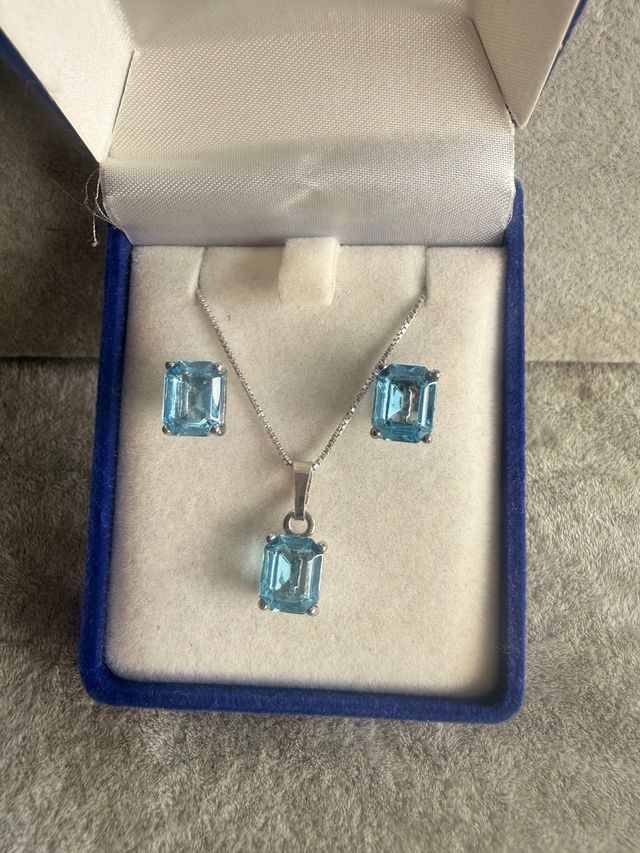 Conjunto Plata Ley 925 Collar y Pendientes
