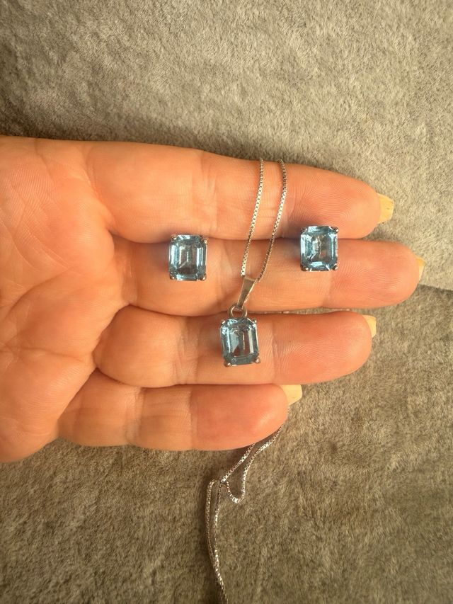 Conjunto Plata Ley 925 Collar y Pendientes