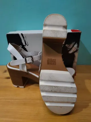 Sandalias Andarina Blancas Tacón Plataforma