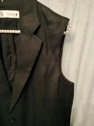 Chaleco largo negro Zara Talla M