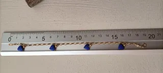 Pulsera Oro 14K Corazones Lapislázuli