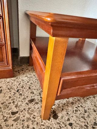 Mesa auxiliar madera y cristal
