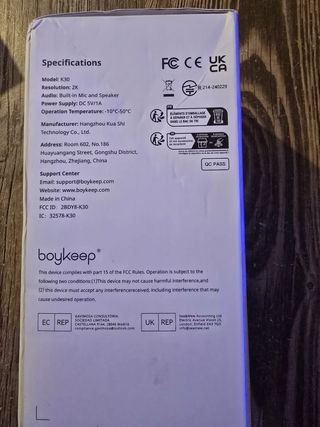 Cámara Wi-Fi Boykeep K30 Indoor 2K