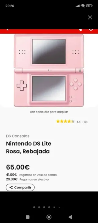 Nintendo DS Lite Rosa + 4 juegos + Accesorios