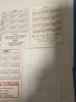 Lote 6 calendarios bolsillo retro diferentes