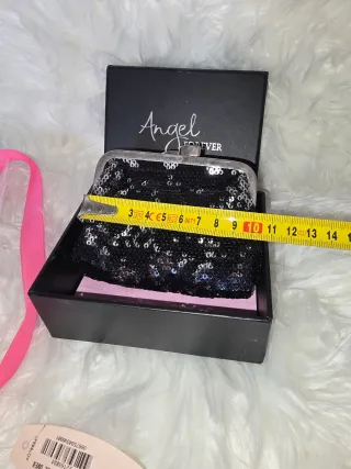 Monedero Victoria's Secret Negro Lentejuelas
