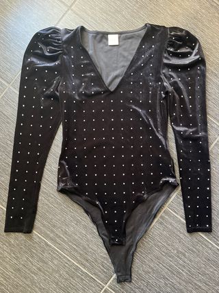 Body nero velluto con brillantini