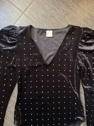 Body nero velluto con brillantini
