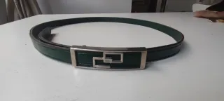 Cintura Pelle Verde Vintage Fibbia Argento