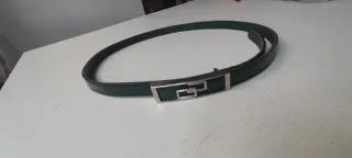 Cintura Pelle Verde Vintage Fibbia Argento