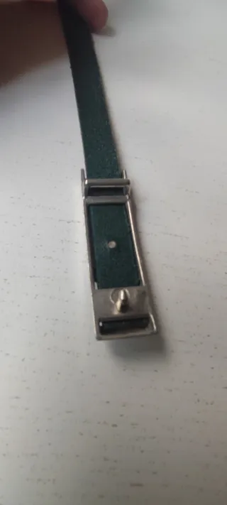 Cintura Pelle Verde Vintage Fibbia Argento