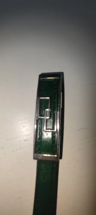 Cintura Pelle Verde Vintage Fibbia Argento