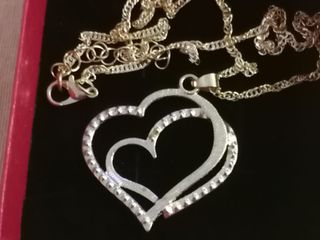 Collar y Pendientes Corazón Doble