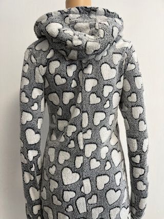 Pijama Entero Mujer Corazones Gris y Blanco