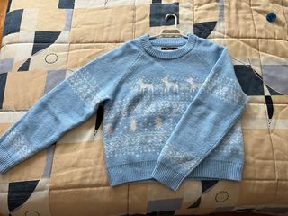 Jersey Navideño XL Azul Blanco