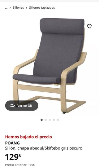 Sillón POÄNG IKEA Madera Gris Oscuro