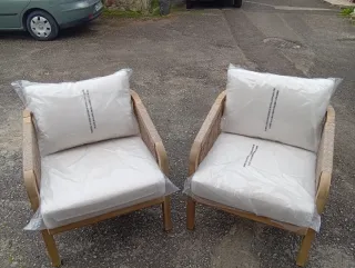 Sillas de Jardín Rattan y Madera