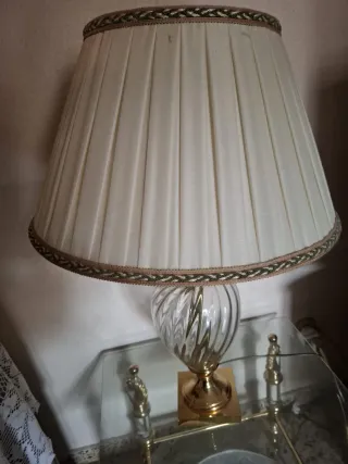 Lámpara de mesa vintage cristal y metal