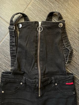 Salopette in denim nero con zip