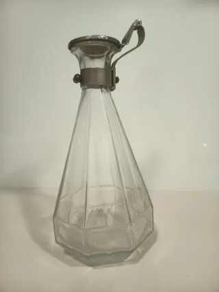 Jarra antigua cristal con tapa