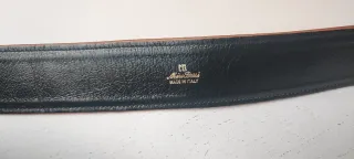 Cintura pelle vintage nera e cuoio