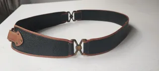 Cintura pelle vintage nera e cuoio