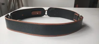 Cintura pelle vintage nera e cuoio