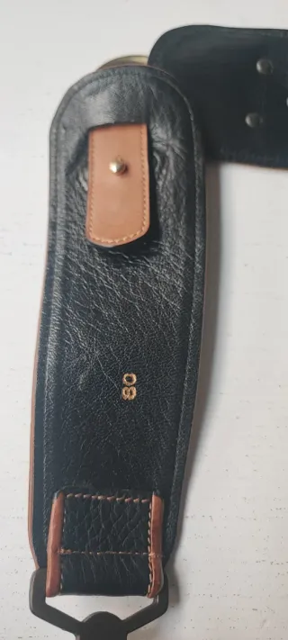 Cintura pelle vintage nera e cuoio