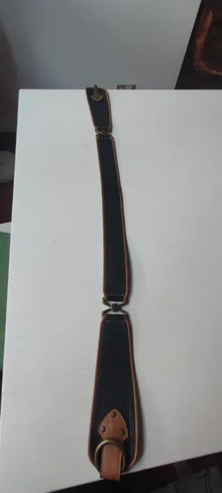 Cintura pelle vintage nera e cuoio