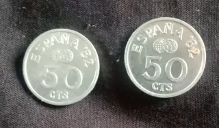 2 Monedas 50 Céntimos España 1980