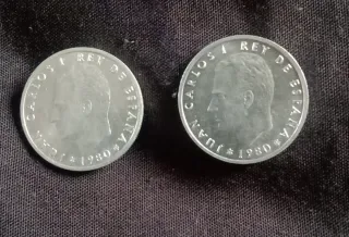 2 Monedas 50 Céntimos España 1980