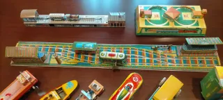 Lote Juguetes Hojalata Trenes y Coches