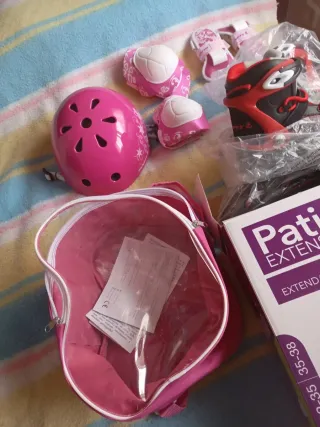 Patines en línea niña con protecciones casco
